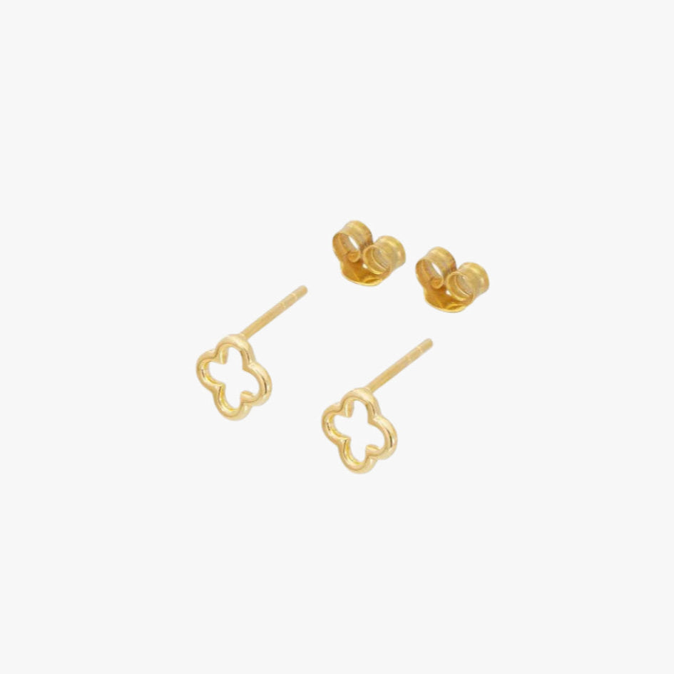 Waterproof Jewellery clover gold earrings