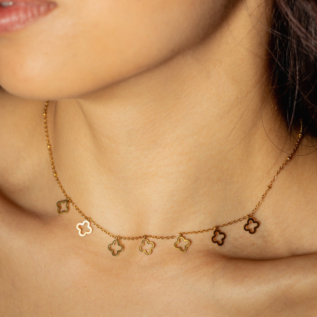 Clover Charms necklaces gold waterproof