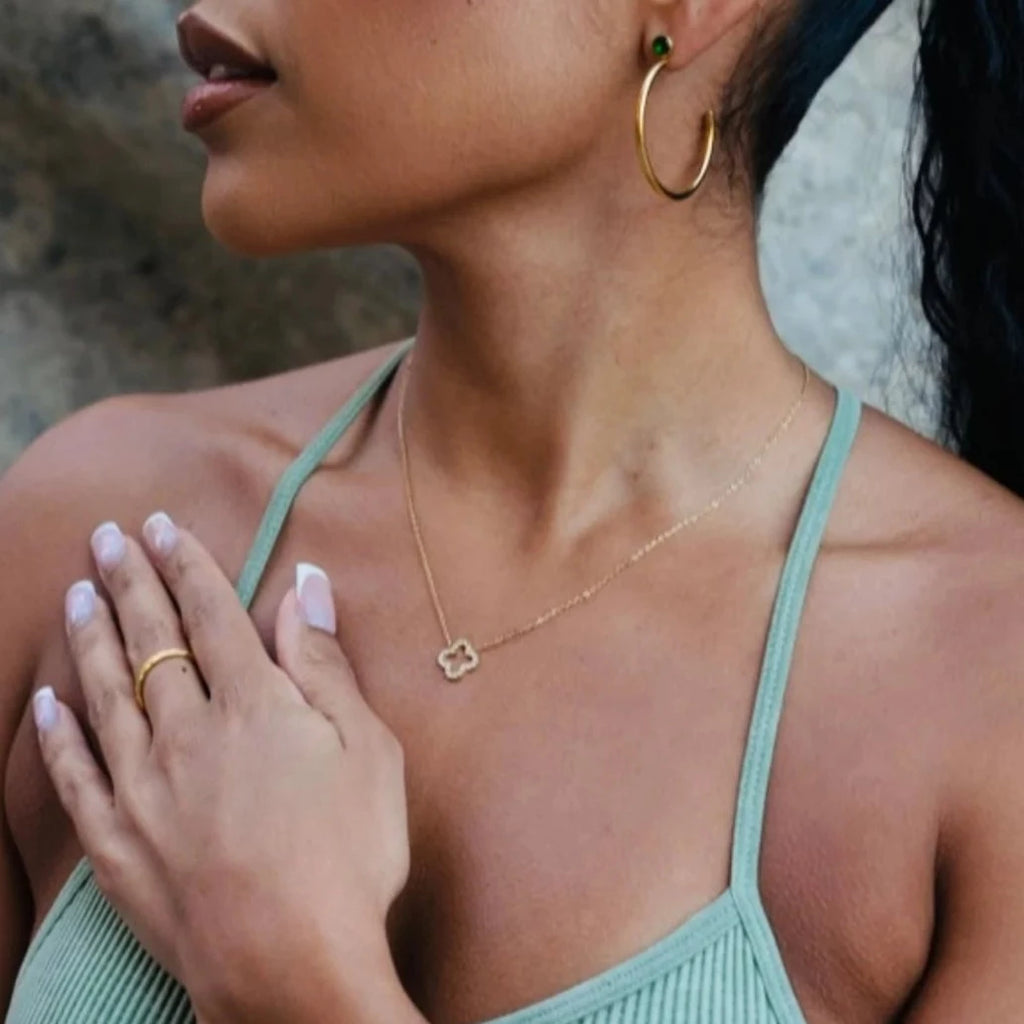 necklaces gold clover waterproof