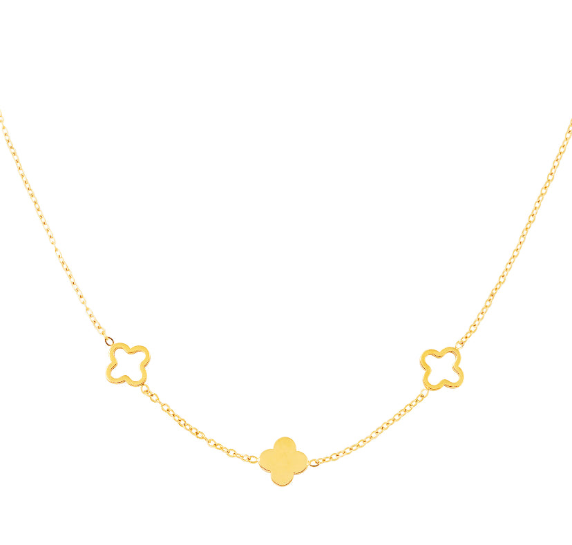 Waterproof sweatproof jewellery Gold dainty minimalist clover necklaces