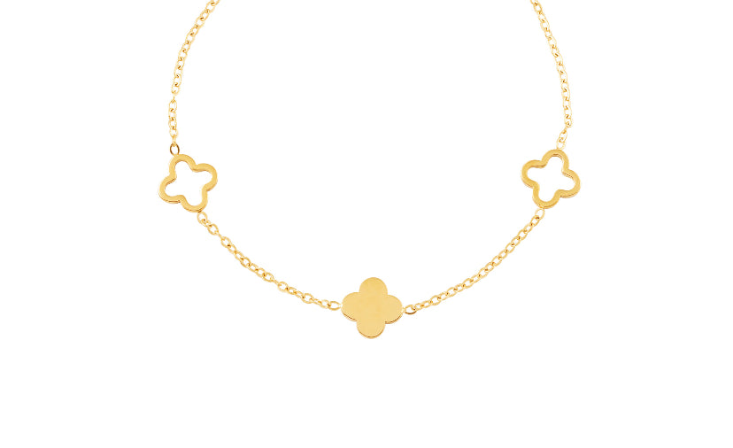 Waterproof sweatproof jewellery | Gold dainty minimalist clover bracelet