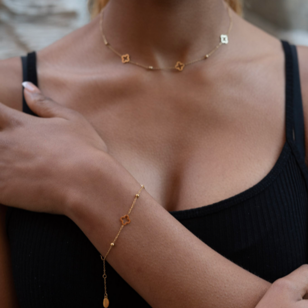 Necklaces Gold Clover Waterproof 