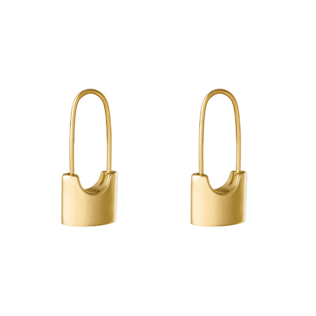 waterproof sweatproof jewellery | Gold lock earrings 