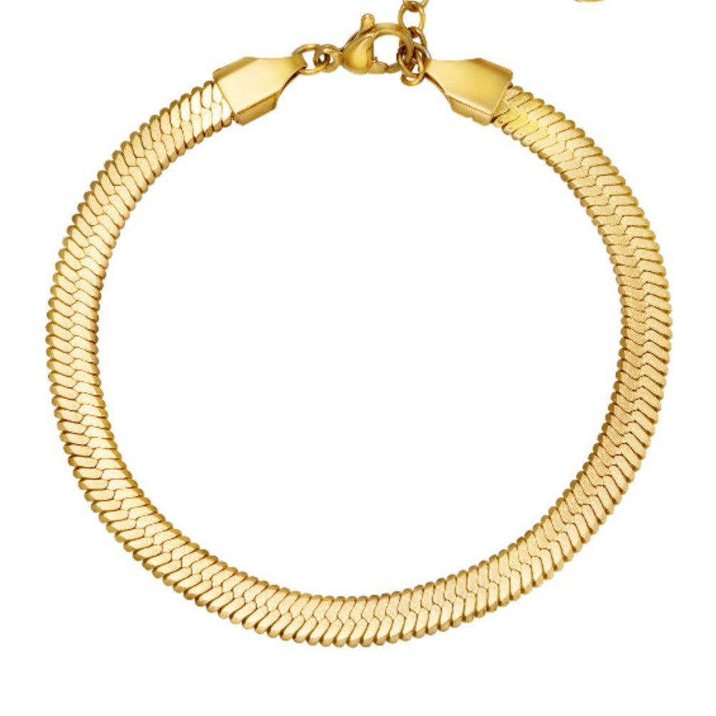 waterproof sweatproof jewellery | Gold Herringbone snake bracelet
